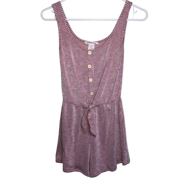 Caution To The Wind Striped Button Front Romper Size Small - Picture 1 of 8